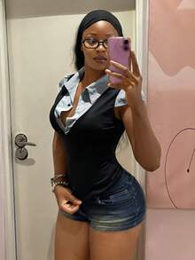 StreetHx Women's Street Punk 2 In 1 Striped Patchwork Slim Fit Shirt,Afro Fashion Outfits,Vacation Outfits Women - Multicolor - View 1