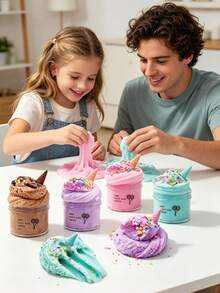 POKOJA LAND Slime Set Of Ice Cream Cotton Mud, Children's Decompression Drawing Colored Mud, Creative DIY Simulation Ice Cream Cloud Mud, Super Fluffy Decompression Crystal Mud, Boys And Girls Educational Handmade Toys. - Multicolor - View 6