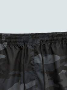 Plus Size Men's Summer Casual Camouflage Cargo Shorts With Flap Pocket - Dark Grey - View 9