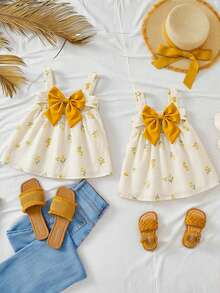 LMoss Kids LMoss  Baby Girls Dresses Holiday Vacation Pastel Yellow Cute - Multicolor - View 3