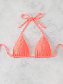 Swim Basics 夏季沙灘用三角背心比基尼上衣 - 粉色 - 查看 7