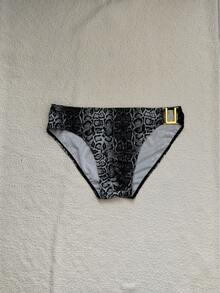 Naviga Onda 男士夏季海灘度假蛇紋金屬裝飾灰色三角泳褲，度假款 - 黑色 - 查看 2