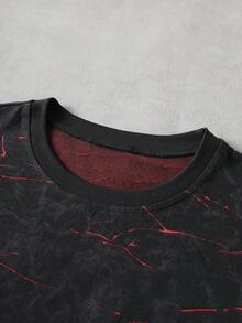 Manfinity Homme Men's Simple Print Round Neck Short Sleeve T-Shirt - Black - View 5