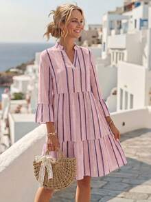 EMERY ROSE Casual Simple Floral Pattern Women's Short Dress Suitable For Summer - Multicolor - View 3