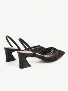 CUCCOO CHICEST Women's Fashionable Elegant Commuting Embroidered Mesh Pointed Toe Pumps Wedding Shoes Summer Shoes Bride Shoes - Black - View 5
