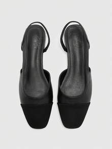 CUCCOO BIZCHIC Zapatos de tacón grueso con punta puntiaguda y bloques de color para mujer, primavera/verano - Vintage Negro - Ver 1
