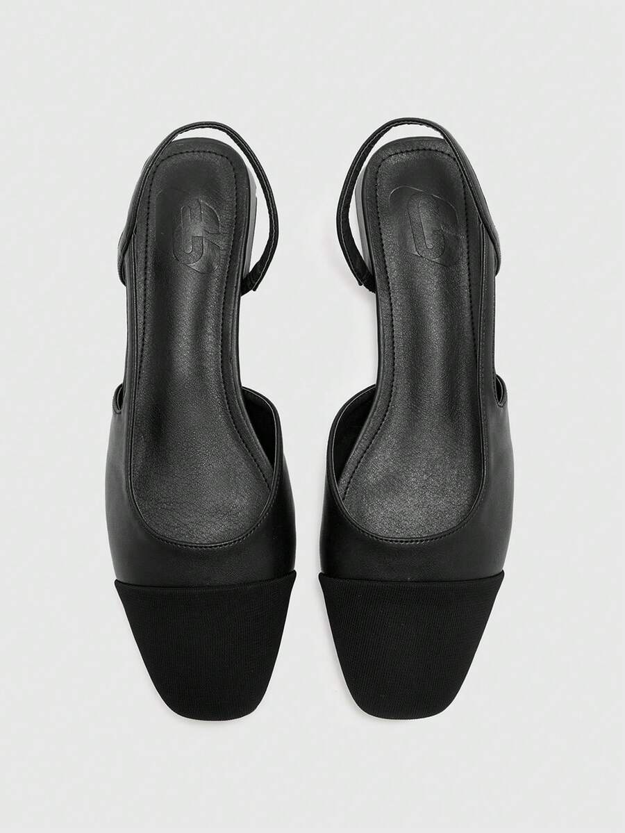 CUCCOO BIZCHIC Zapatos de tacón grueso con punta puntiaguda y bloques de color para mujer, primavera/verano - Vintage Negro - Ver 1