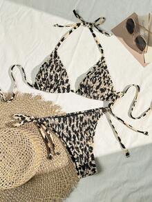 Swim Vcay Bộ đồ bơi bikini dây hở lưng họa tiết da báo nhún bèo đi biển mùa hè cho nữ 2 món - Nhiều màu - Xem 1