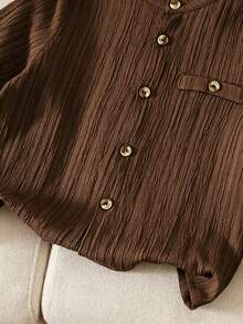 SHEIN Genkimix Kids Young Boy Single-Breasted Short Sleeve Casual Shirt - Brown - View 6