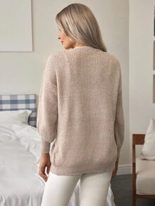 Elafinee Cárdigan tipo duster de hombros caídos de frente abierto, blusas de manga larga - Marrón Mocha - Ver 3