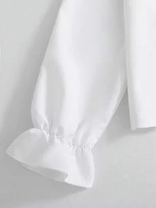 SHEIN 少女碎花单排扣休闲衬衫 - 白色 - 查看 4