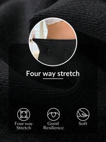SHEIN Essnce Plus Size Women's Casual Traditional Alternative Stretch Skinny Denim Shorts Black Summer Formal Holiday - Dark Grey - View 8