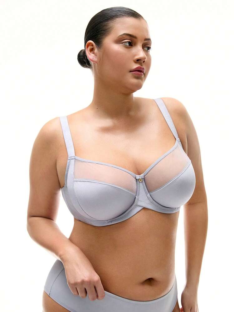 Plus Unlined Full Coverage Side Support Mesh Bra