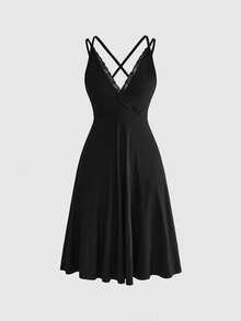 ROMWE Women's Short Goth Dress, Spring/Summer Vacation Beach Sexy - Black - View 1