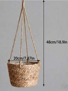 1PC Jute Rope Hanging Plant Basket Indoor Outdoor Macrame Plant Holder Wall Mount Flower Pot Stand Garden Decor Hanger Natural Boho Planter Shelf Storage - flat bottom - View 12