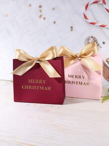10/20入 緞面蝴蝶結可重複使用 奢華多色 黑粉色 聖誕快樂禮物盒 適用於節日派對慶祝 家庭朋友 高端伴手禮盒 - 11.5X4.5X10cm - 查看 6