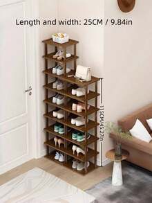 2/5/7/9 Layers Multi Tier Space Saving Easy Assembly Sturdy Natural Color Classic Shoe Rack For Dorm Hallway Kitchen Living Room Entryway Corner Square Storage Organizer Home Furniture - Multicolor - View 4