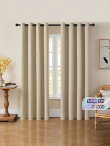 1 Piece Blackout Curtain With Eyelet, Soft And Graceful Blackout Curtain For Living Room, Beige - Beige - View 1