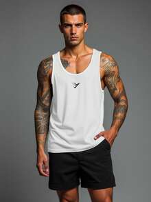 Gym Rark 3pcs Men Solid Color Round Neck Casual Sport Tank Tops Workout Basic Basketball Jersey Clothes Running Breathable, Gym - White - View 5