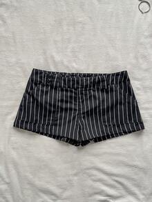 Attitoon Women's Striped Pocket Casual Versatile Shorts,Summer,Back-To-School,School,90s,Black And White Checkered,Y2K Fashionable Elegant Daily Streetwear - Multicolor - View 3