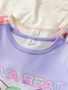 Set Baju Tidur Panjang dan Baju Santai Minimalis Modis untuk Balita Perempuan, Warna Pink dan Abu-abu, Motif Domba Kartun Lucu, 2 Potong, Lengan Pendek dan Panjang - MultiWarna - View 7