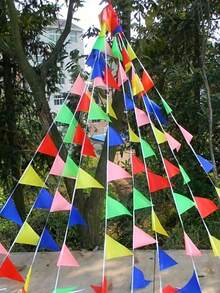 500 Pieces Felt Rainbow Triangle Flag Garland Multicolor Fabric Bunting Banner For Birthday Wedding Graduation Celebration Party Holiday Decoration Event Supplies - multicolor - View 6