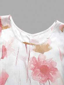 EMERY ROSE Atasan Wanita Model Tank Top Longgar dengan Hem Asimetris dan Motif Cetak, Atasan Wanita Bergambar - Berwarna merah muda - View 3