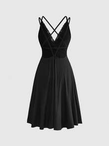 ROMWE Women's Short Goth Dress, Spring/Summer Vacation Beach Sexy - Black - View 2