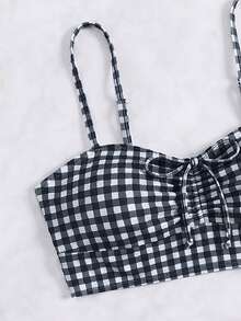 Swim Vcay Vacation Beach Plaid Bikini Set - Multicolor - View 6