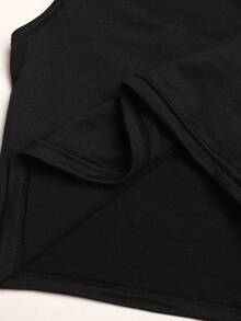 Set Kasual Atasan Tank Top dan Celana Panjang Rajut Hitam Motif Leopard untuk Remaja Perempuan - Hitam - View 6