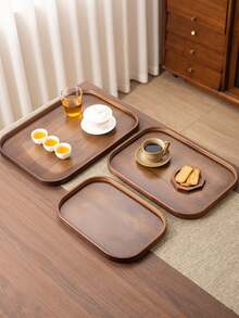 1 PC Walnut Wood Serving Tray With Handle Natural Color For Home Kitchen Restaurant Party Ramadan Celebration Buffet Catering Serving Platter Wooden Board - Maroon - View 4