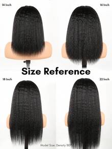 ALL READY WIG Kinky Straight 真人髮無膠假髮，可調節彈性抽繩，100% 真人髮，全就緒假髮，預拔髮際線、漂白髮結、預剪 4x4 蕾絲封口，女用隱形融膚假髮 - Natural Black - 查看 5
