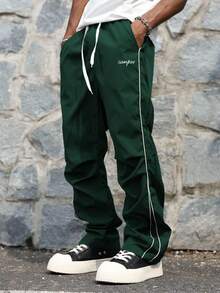 Major Grit Men's Street Collegiate Style Pants, Fall - Dark Green - View 5