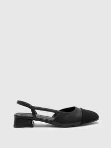 CUCCOO BIZCHIC Zapatos de tacón grueso con punta puntiaguda y bloques de color para mujer, primavera/verano - Vintage Negro - Ver 7