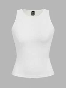 Comfortcana Bộ 2 áo tank top cotton cổ tròn dáng ôm vừa vặn dành cho nữ, cỡ lớn, thích hợp mặc đi học vào mùa hè. - Đen và trắng - Xem 5