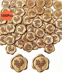 25/50/100PCS Couple Rings Heart Rose Eucalyptus Pattern Real Wax Sealing Stickers Self Adhesive Wedding Invitation Envelope Seal Stickers For Decorating Gifts - one-size - View 22