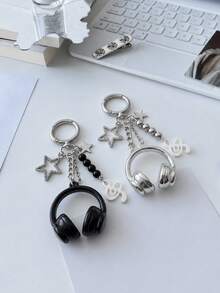 Muroi Mono 1pc/2pcs Fashion Sweet Cool Earphone Shaped Key Chain, Multi Functional Pendant For  Phone & Bag. Simple Stylish Commute Accessory, Cute Key Holder. - Multicolor - View 6