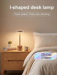 1pc Modern LED Table Lamp With Touch Control | Rechargeable Lithium Battery, USB Charging, Adjustable Brightness, Suitable For Home, Office, Bar And Bedroom Decoration - Multicolor - View 12