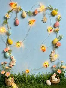 Easter Decorations, Rabbit, Carrot, Egg String Lights, Battery Powered, Easter Spring Rabbit Fairy Lights, Suitable For Indoor/Outdoor Easter Basket, Egg Party, Bedroom Decor - multicolor - View 9