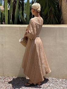 Livesso Women's Simple Daily Long Dress - Khaki - View 2
