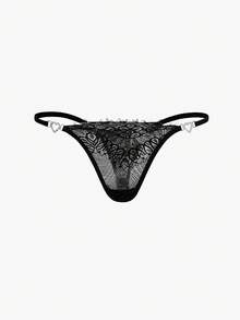 Bisouelle Rhinestone Studded Sexy G-String, Rave - Black - View 1