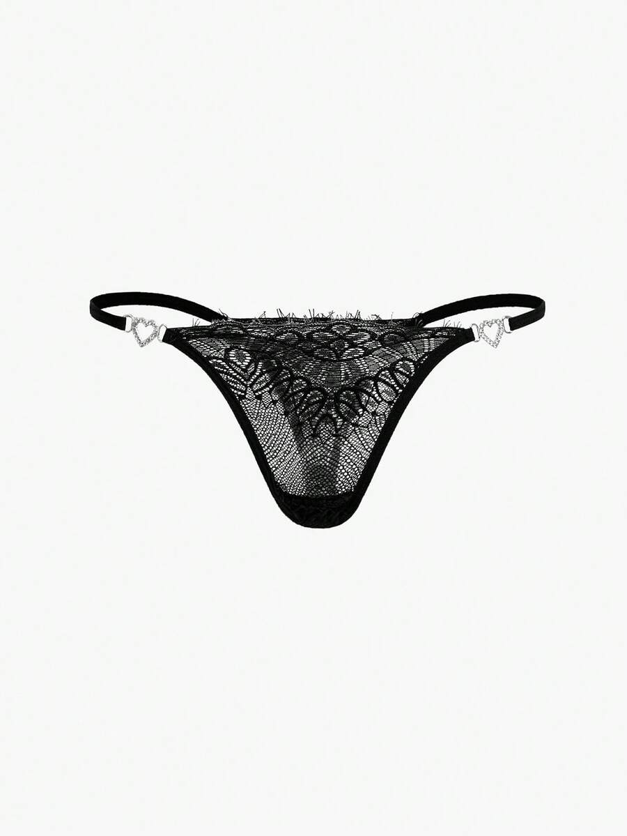 Bisouelle Rhinestone Studded Sexy G-String, Rave - Black - View 1
