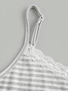 SHEIN Tween Girl Striped Camisole Top And Long Pants Set - Grey - View 4