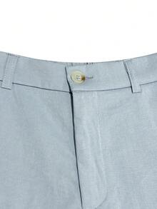 Manfinity Homme Men's Solid Color Casual Shorts With Pockets - Dusty Blue - View 4