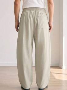DAZY Long Solid Color Khaki Curved Leg Streetwear Men's Pants - Khaki - View 2