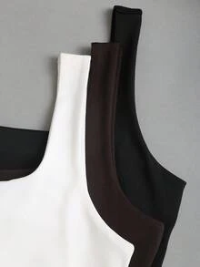 Sweetra Bộ 3 món thời trang hot girl phong cách Âu Mỹ xuân/hè mới, áo tank top ren hở lưng gợi cảm tôn dáng, màu trơn đa năng, mặc thường ngày đi làm và hẹn hò cho nữ - Nhiều màu - Xem 7