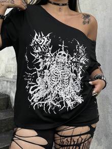 Whyspr Plus Size Teen Sweet Lace Patchwork A-Line T-Shirt Summer - Black - View 5