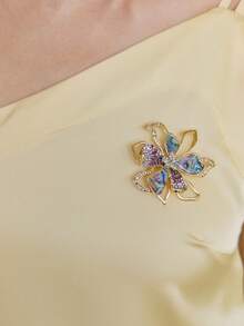 Opalesca 1pc Colorful High-End Bowknot Brooch Pin, Women Accessory For Dating Outfit - Multicolor - View 1