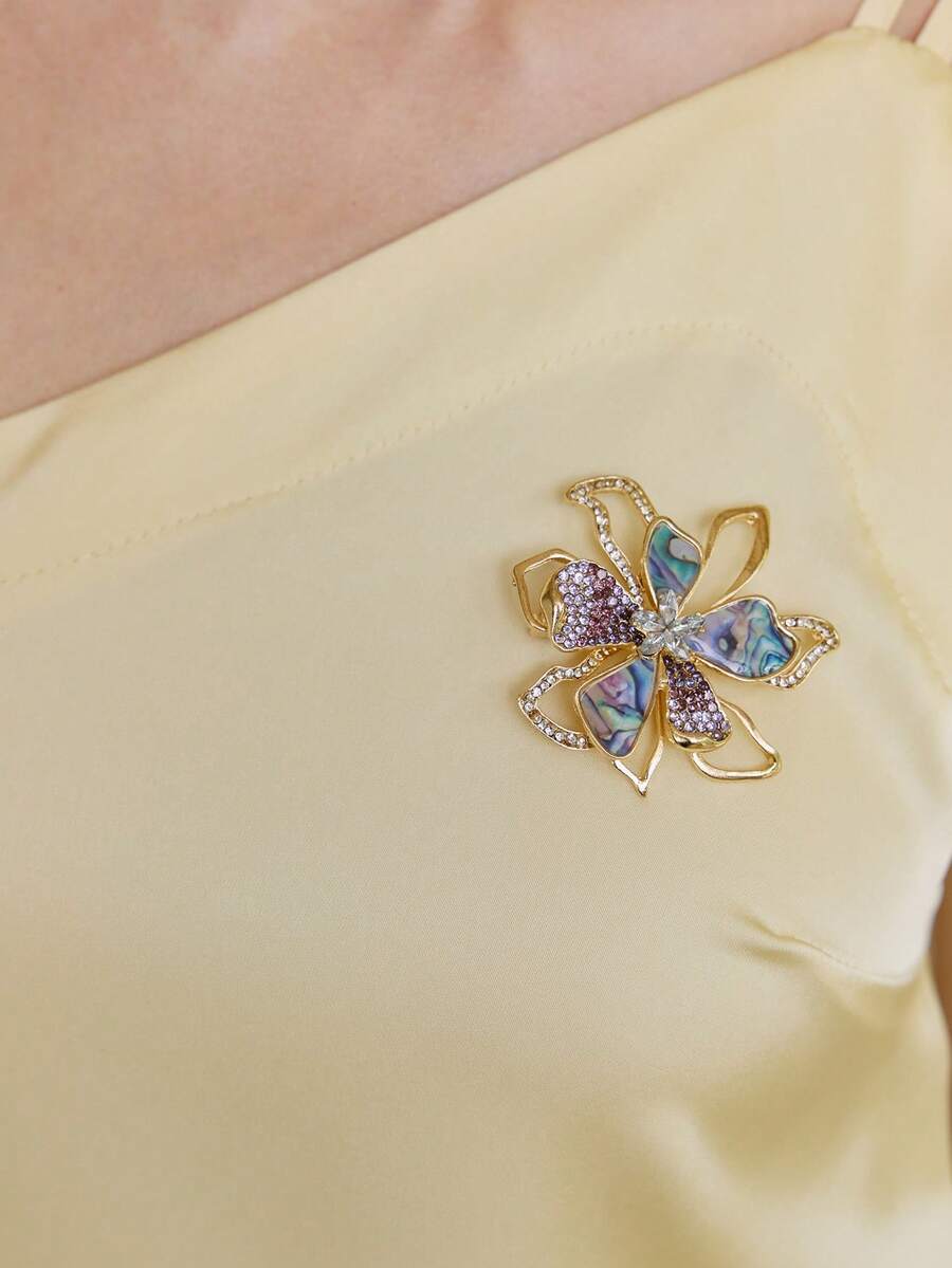 Opalesca 1pc Colorful High-End Bowknot Brooch Pin, Women Accessory For Dating Outfit - Multicolor - View 1