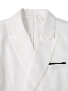 Manfinity Bizformal 男士白色商務西裝外套，金色鈕扣，成熟舒適，春夏款，正式 - 白色 - 查看 3